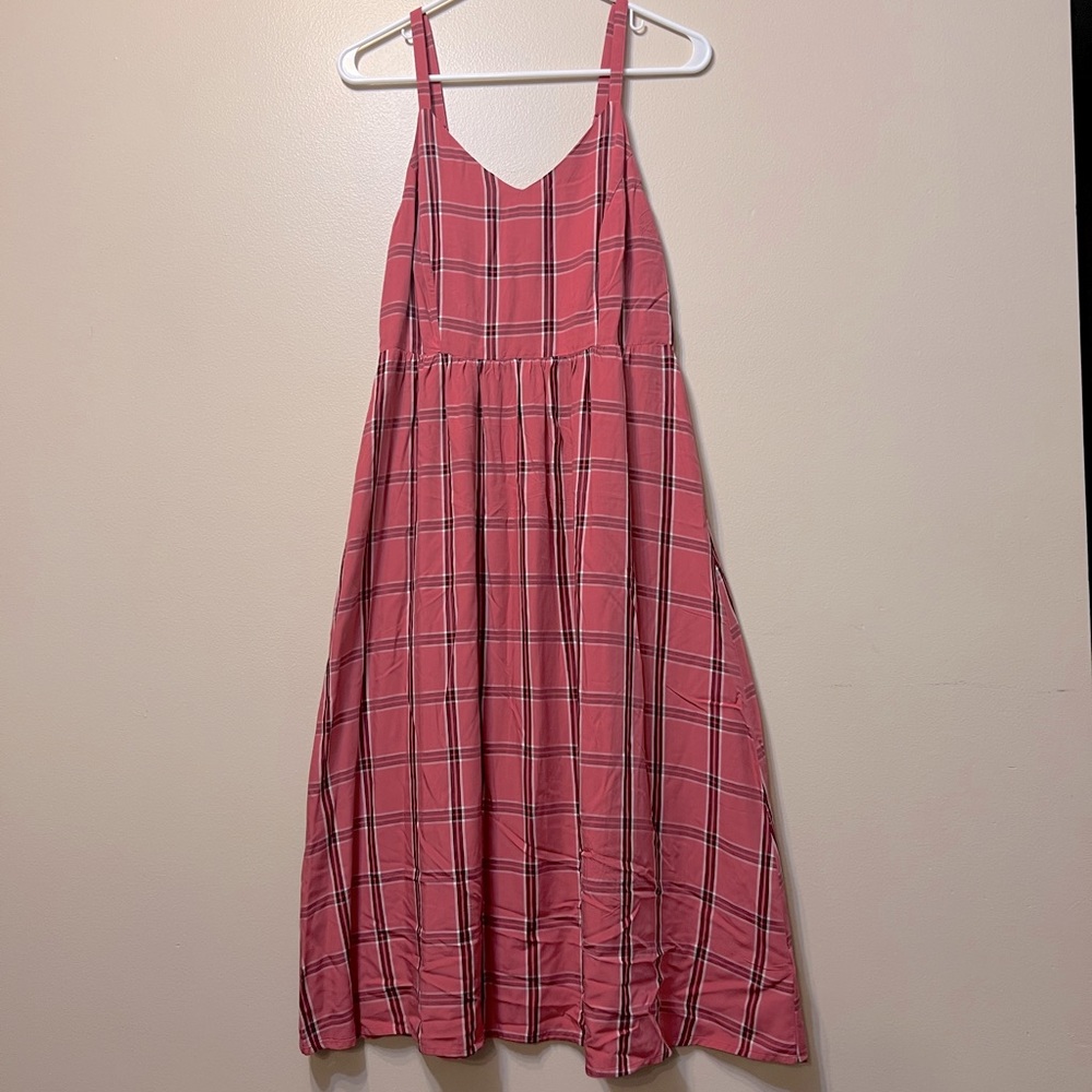 NWT Old Navy Mauve Pink Plaid Midi Dress, Women’s Size S